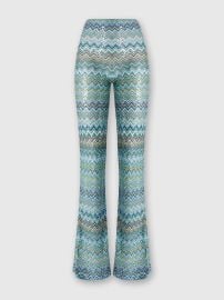 Flare trousers in zig zag lam viscose with sequins and fringes Multicoloured Missoni at Missoni